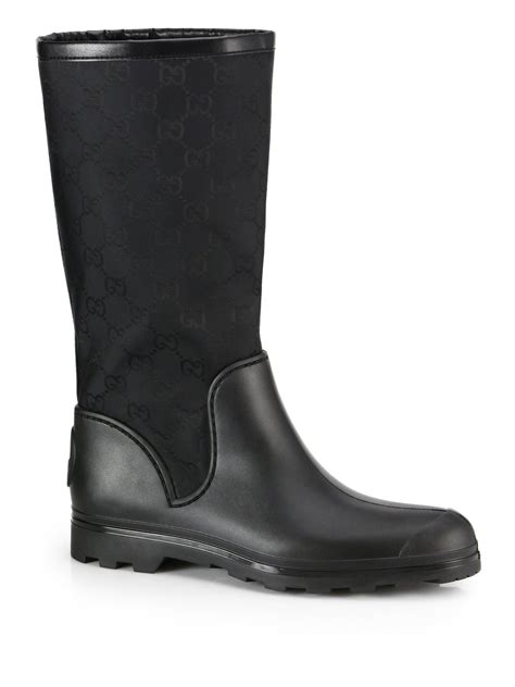 gucci black rain boots|thigh high Gucci boots.